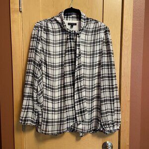 Lane Bryant Black & White Plaid Blouse: Size 16